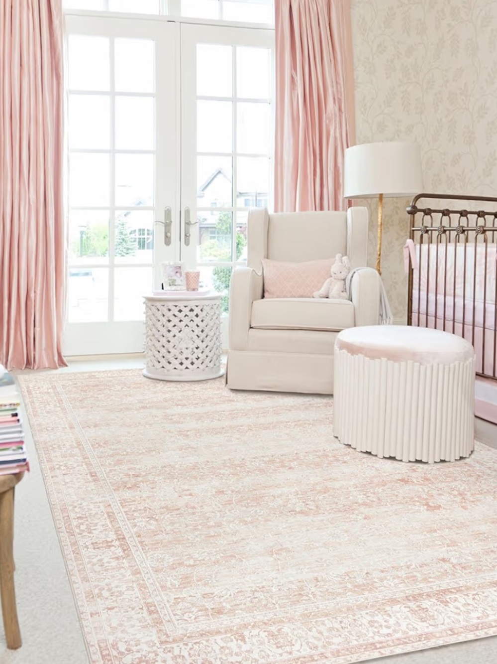 BILEEHOME Pale Pink Persian Area Rug